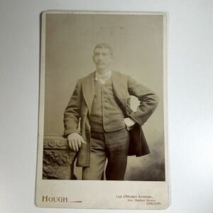 Cabinet Card Photo Photograph Standing Young Man -Hough Chicago IL